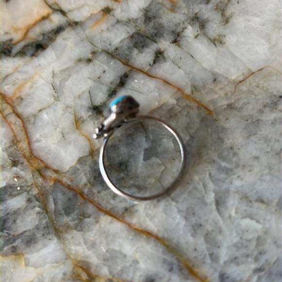 Vintage sterling silver double turquoise ring - Picture 6 of 7